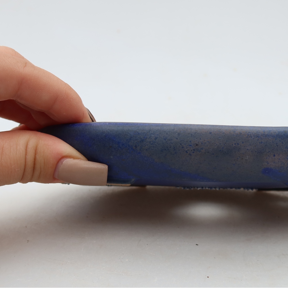 Ceramic bonsai pot, 17 x 12 x 2.5 cm, blue