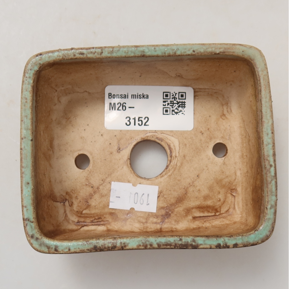 Ceramic bonsai pot, 10 x 8 x 3.5 cm, green
