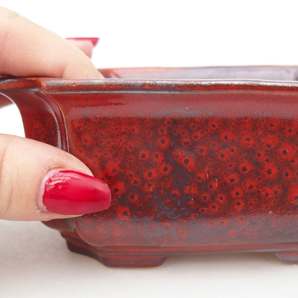 Ceramic bonsai bowl 12,5 x 9 x 5,5 cm, colour red