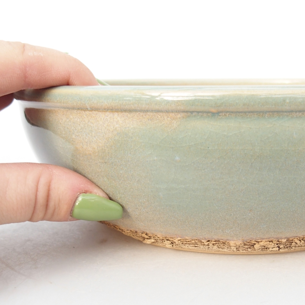 Ceramic bonsai bowl 20 x 20 x 6 cm, green