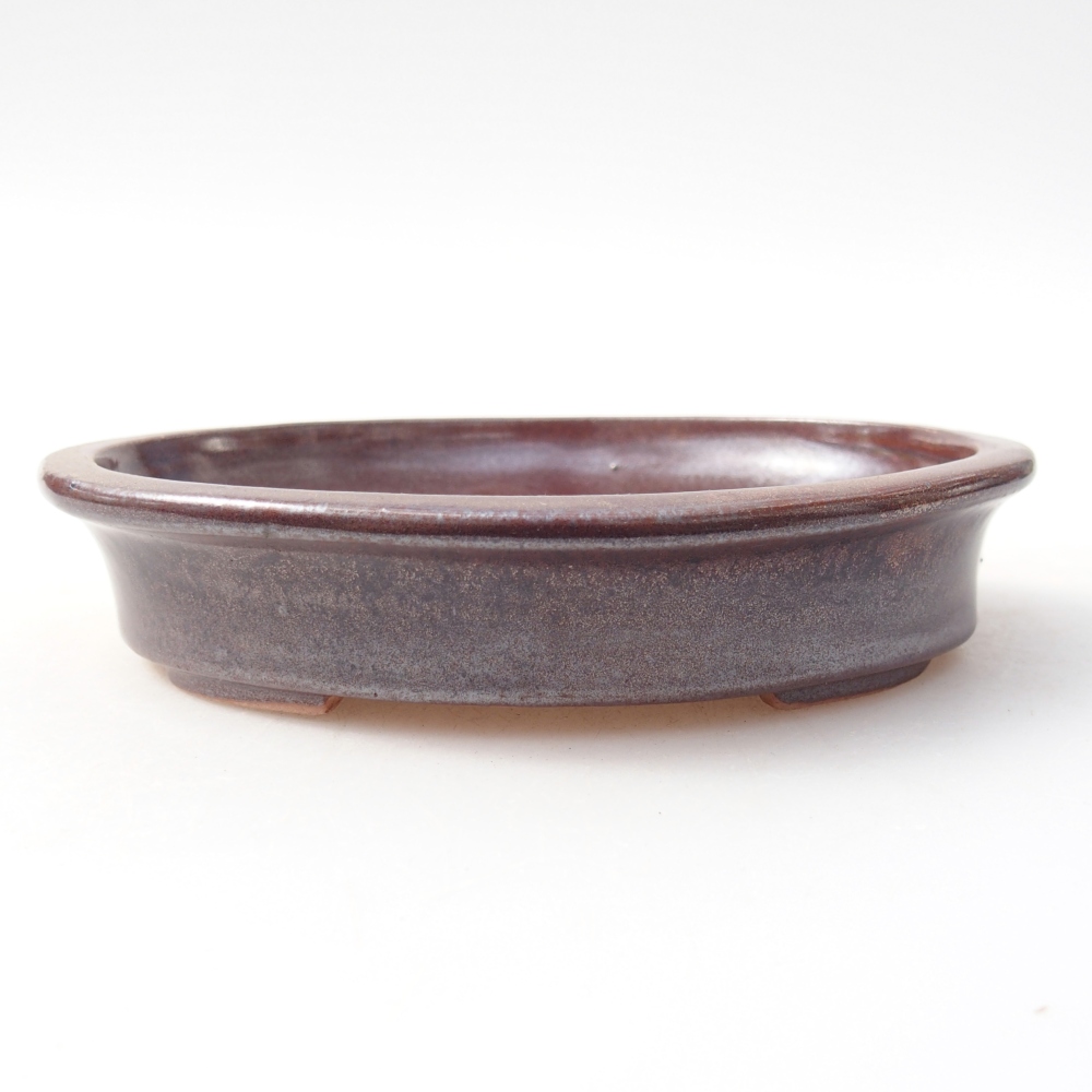 Ceramic bonsai bowl 13 x 10,5 x 3 cm, colour burgundy