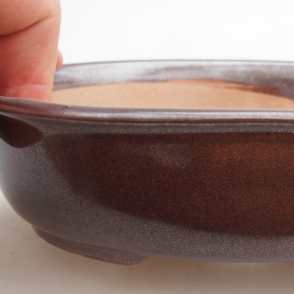 Ceramic bonsai bowl 19 x 14 x 4,5 cm, brown