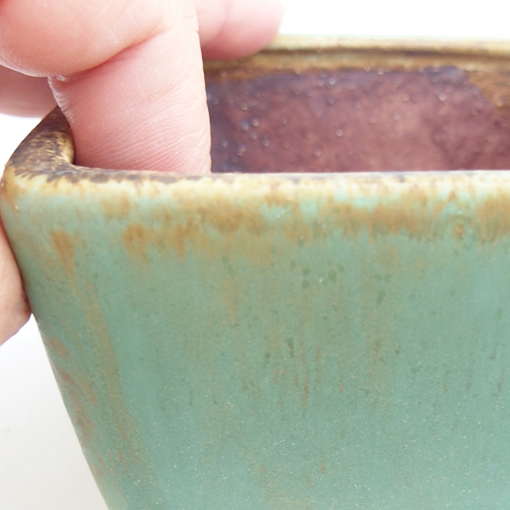 Ceramic bonsai bowl 10 x 10 x 6,5 cm, color green