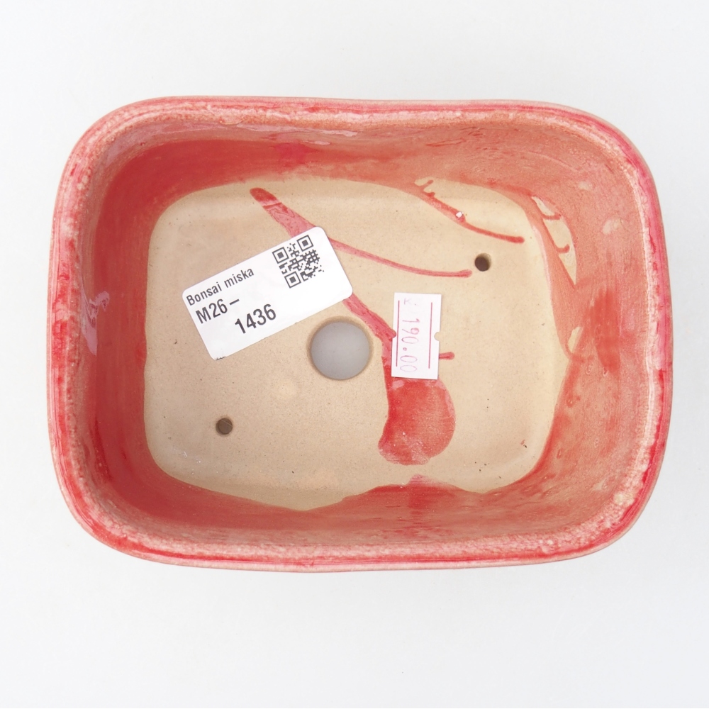 Ceramic bonsai bowl 13,5 x 10,5 x 6 cm, colour red