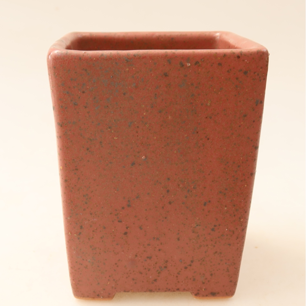 Ceramic bonsai pot, 7.5 x 7.5 x 10 cm, pink