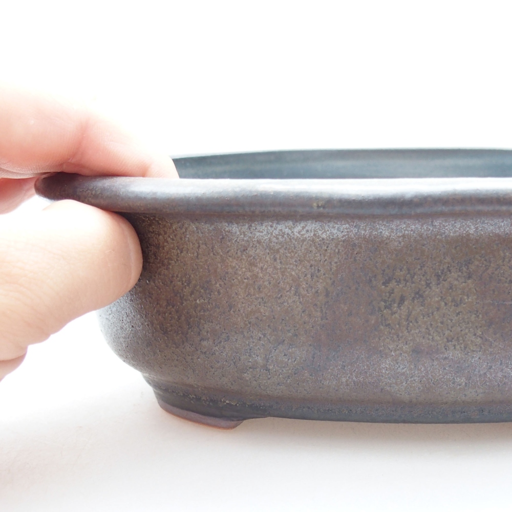 Ceramic bonsai bowl 18 x 15 x 6 cm, color gray
