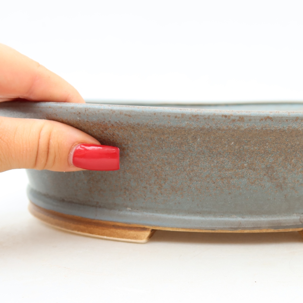 Ceramic bonsai pot, 27 x 24.5 x 6 cm, blue
