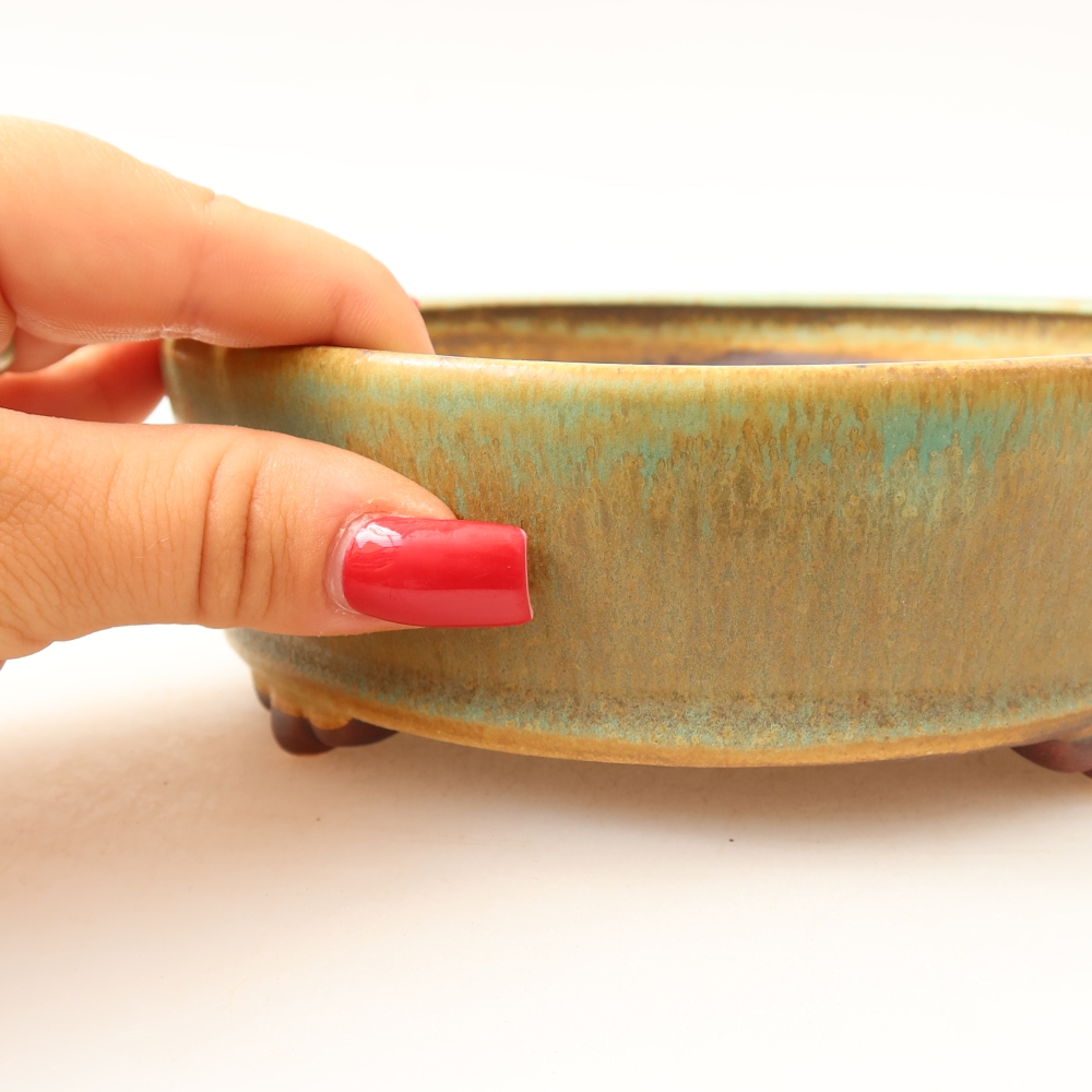 Ceramic bonsai bowl 15,5 x 15,5 x 5 cm, green