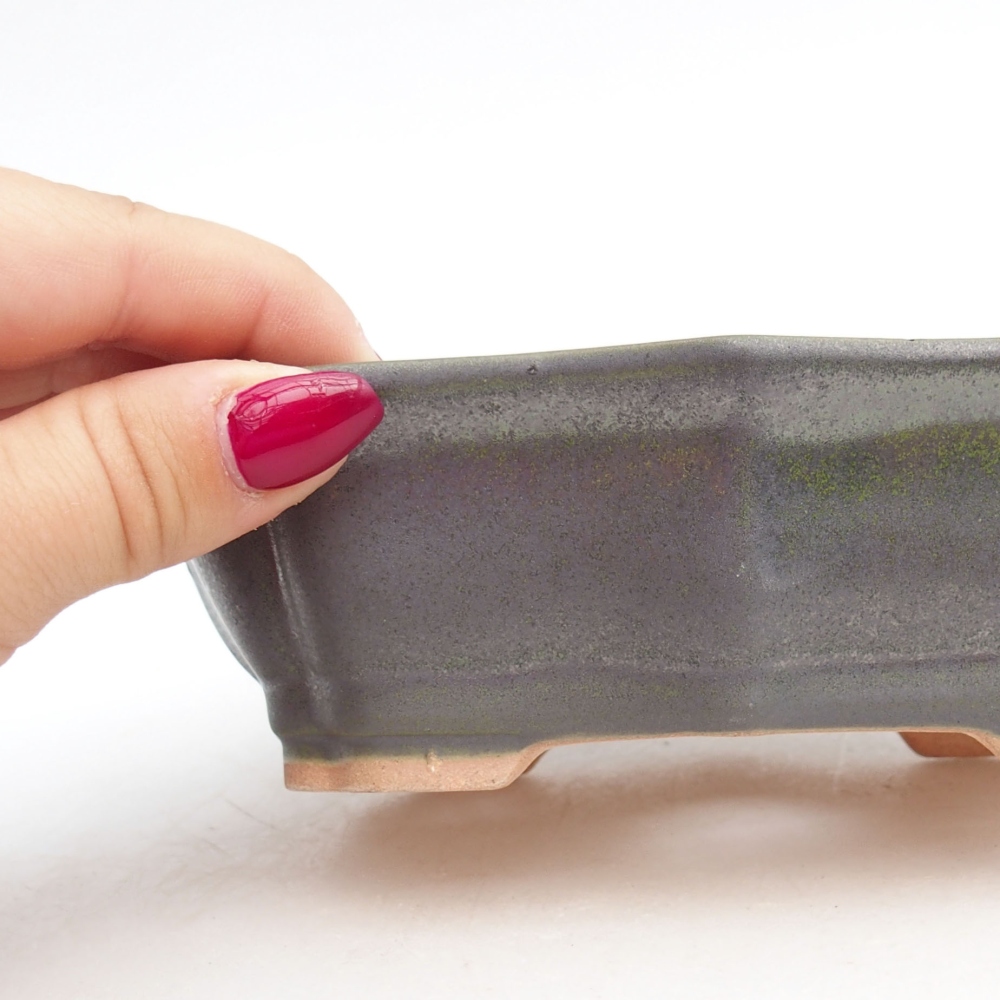 Ceramic bonsai bowl  15,5 x 11,5 x 4,5 cm, color green