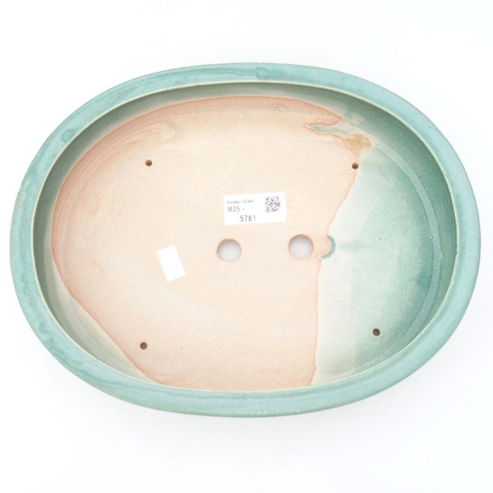 Ceramic bonsai bowl 26,5 x 21 x 5,5 cm, color green
