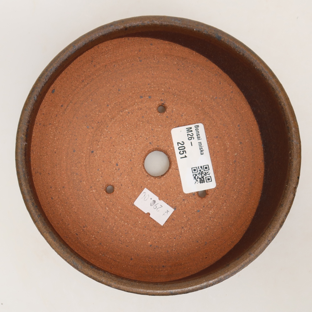 Ceramic bonsai pot, 14.5 x 14.5 x 4.5 cm, brown