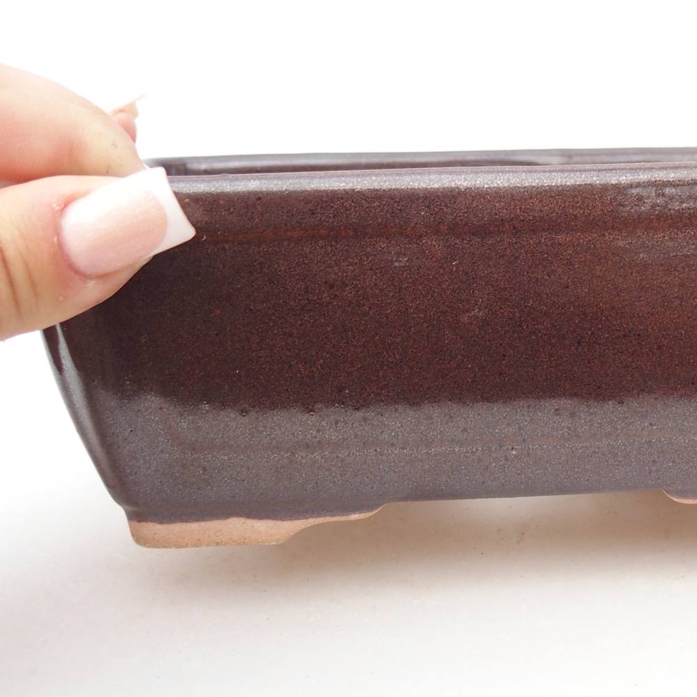Ceramic bonsai bowl 15,5 x 11,5 x 6 cm, brown