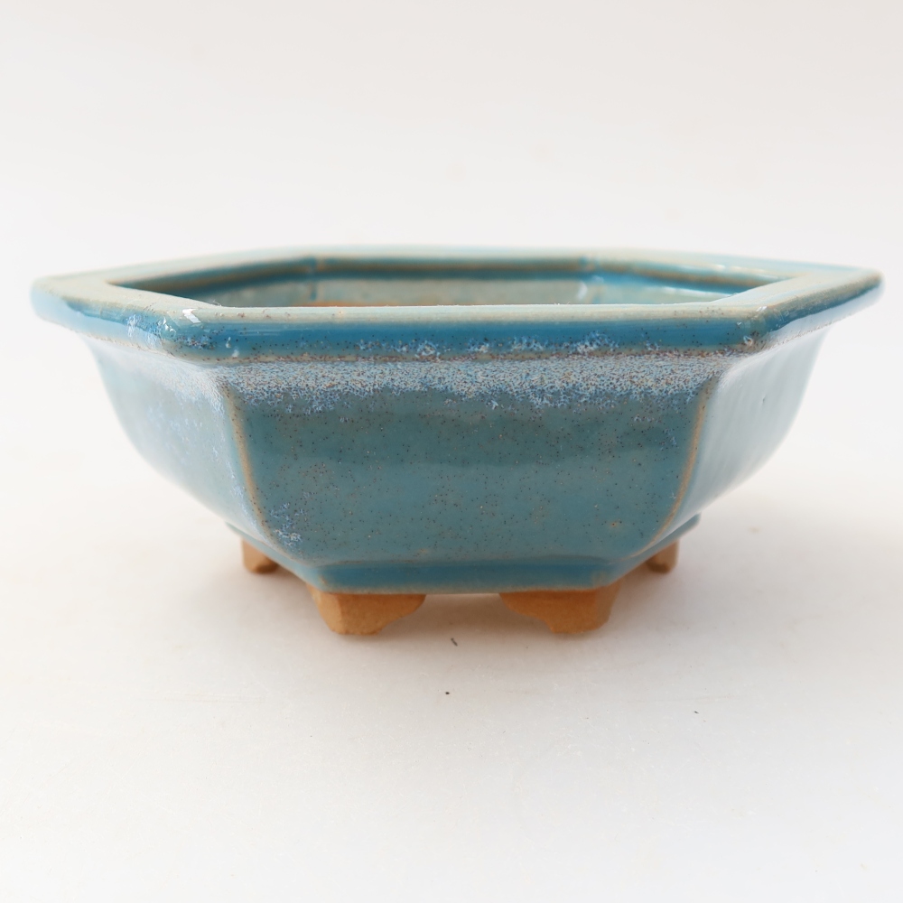 Ceramic bonsai bowl 12 x 10,5 x 4,5 cm, colour blue
