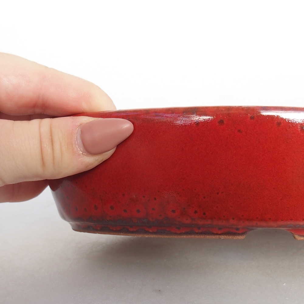 Ceramic bonsai bowl 18,5 x 13 x 4,5 cm, colour red