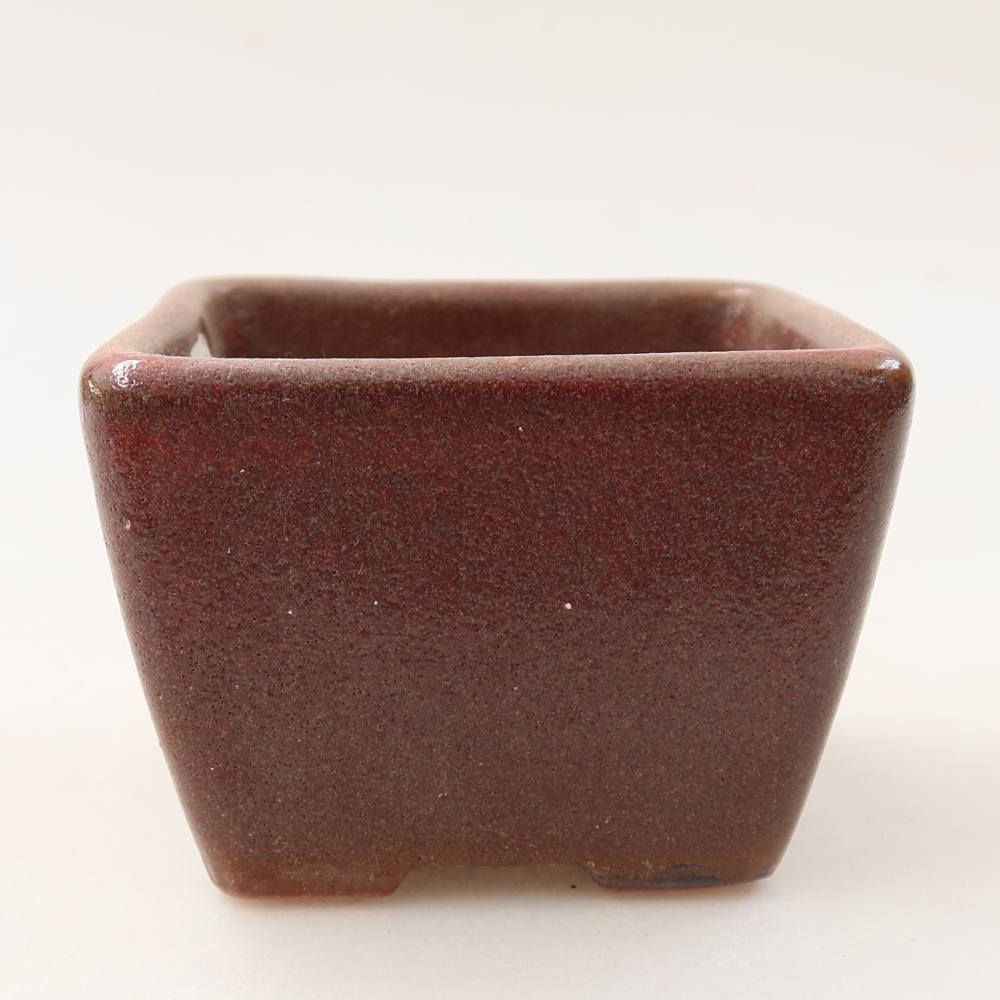 Ceramic bonsai pot, 6.5 x 6.5 x 5 cm, brown