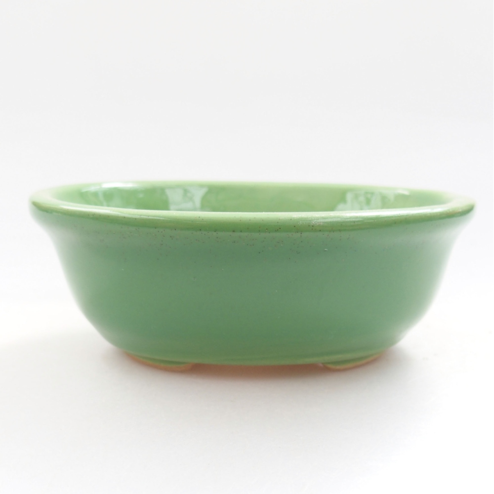 Ceramic bonsai bowl 11 x 9 x 4 cm, color green