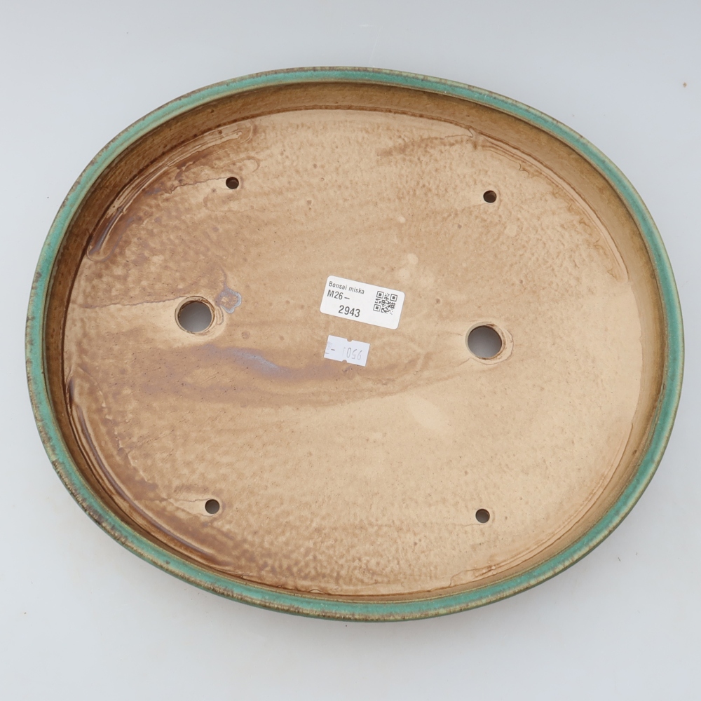 Ceramic bonsai bowl 31 x 27 x 4,5 cm, green