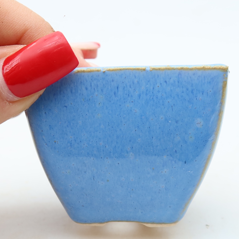 Ceramic bonsai pot, 5.5 x 5.5 x 4.5 cm, blue