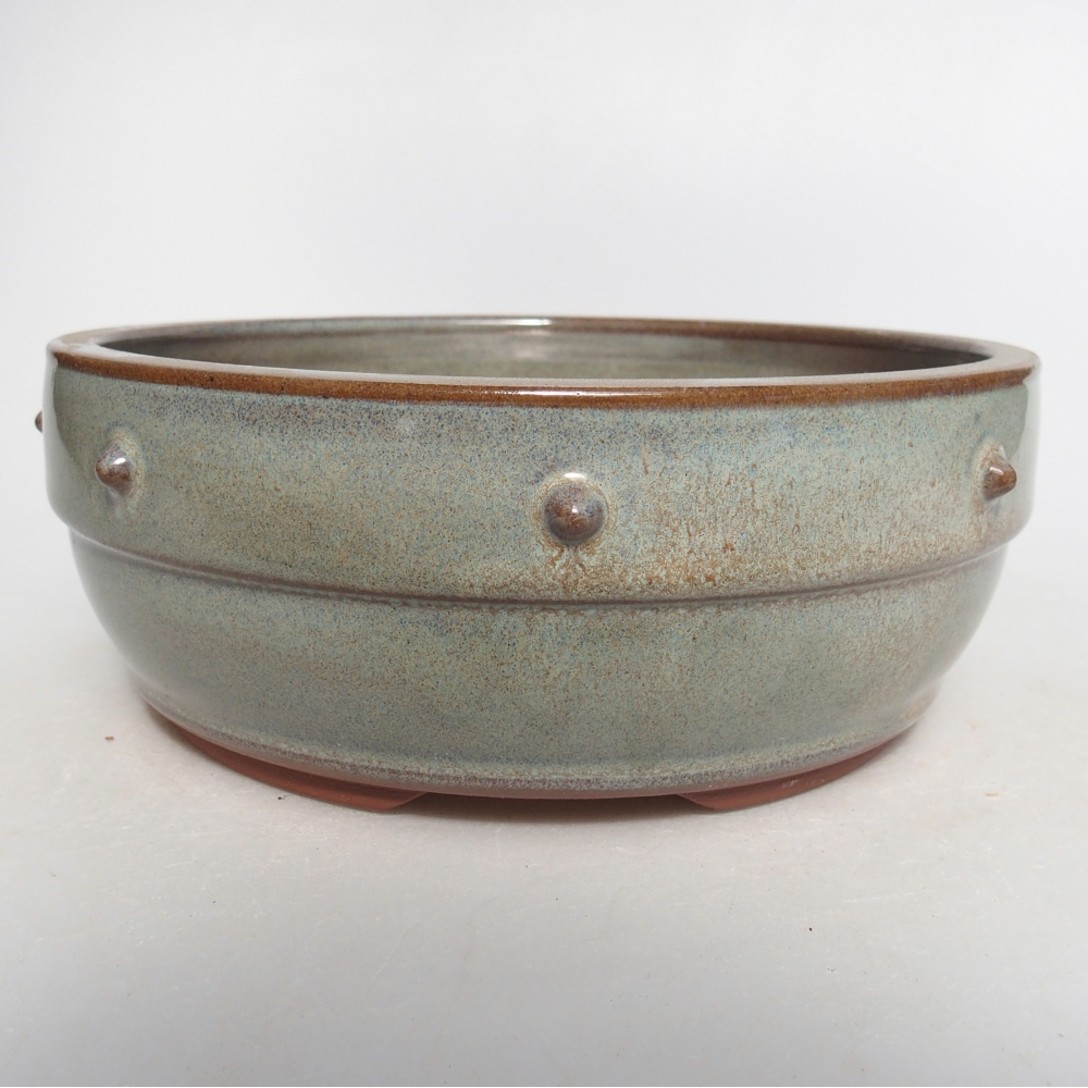 Ceramic bonsai bowl 17 x 17 x 6,5 cm, green