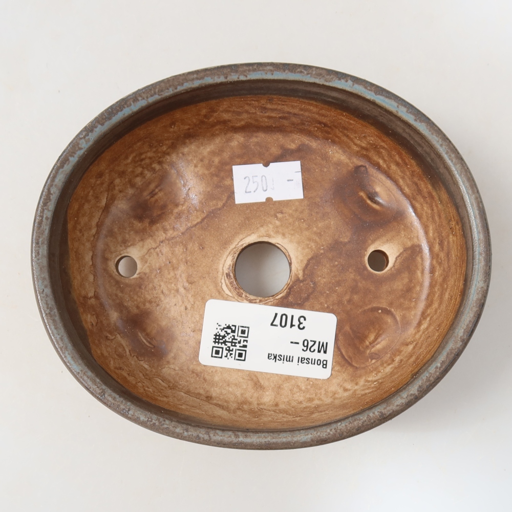 Ceramic bonsai pot, 12 x 10.5 x 4 cm, blue