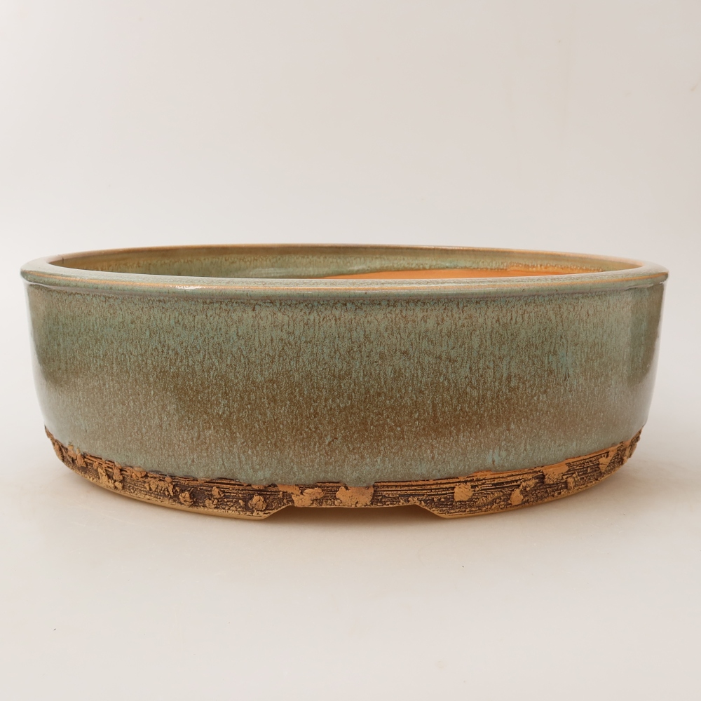 Ceramic bonsai pot, 29 x 29 x 8.5 cm, green