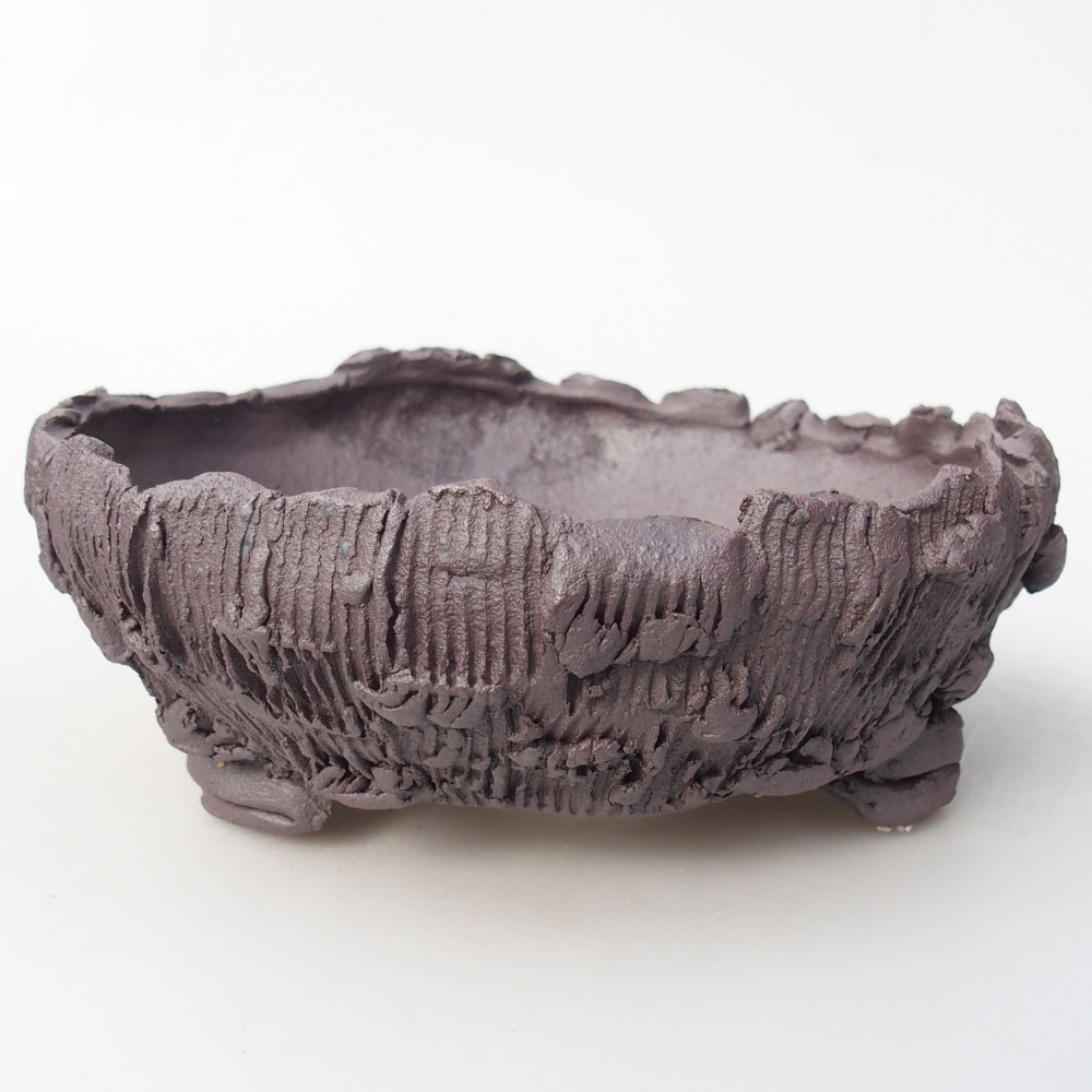 Ceramic bonsai bowl 17 x 16 x 7 cm, metal colour