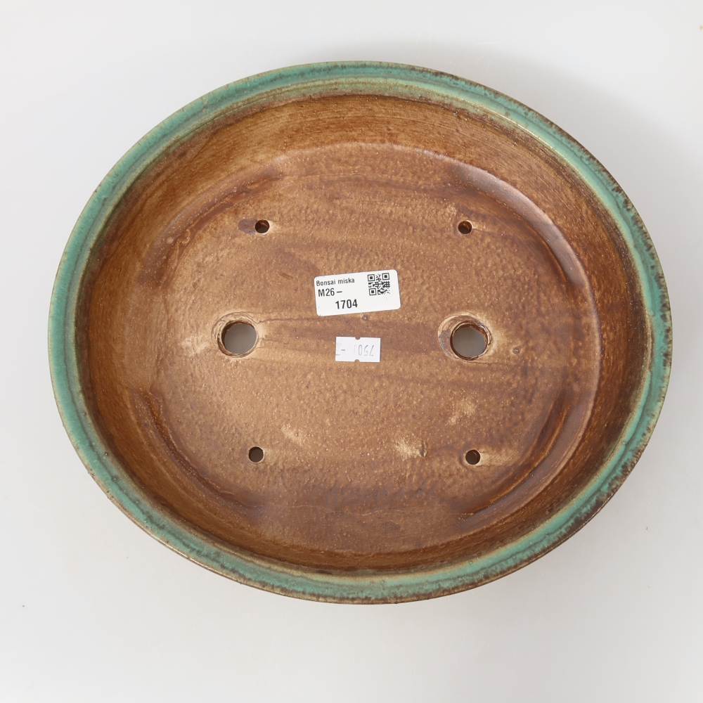 Ceramic bonsai bowl 26,5 x 23,5 x 5,5 cm, green