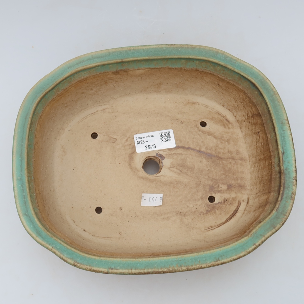 Ceramic bonsai bowl 25 x 21 x 8 cm, green