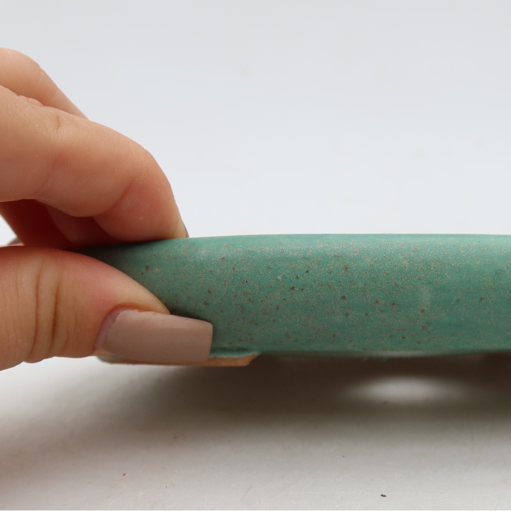 Ceramic bonsai pot, 17 x 12 x 2.5 cm, green