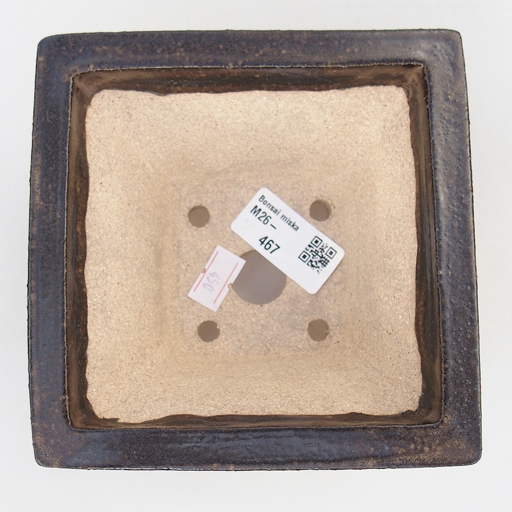 Ceramic bonsai bowl 13 x 13 x 8 cm, brown