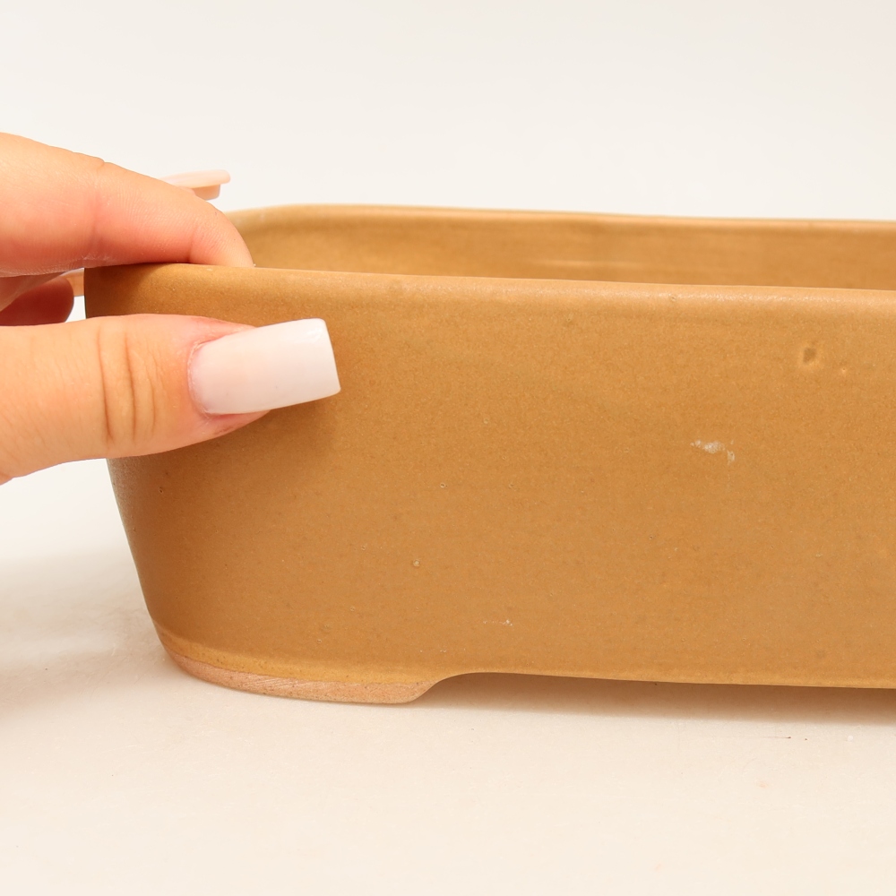 Ceramic bonsai pot, 23 x 17.5 x 7.5 cm, brown