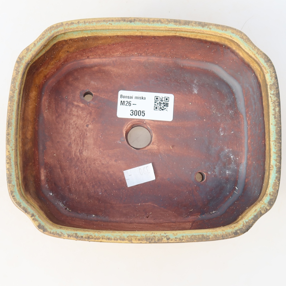 Ceramic bonsai pot, 17.5 x 14.5 x 5 cm, green