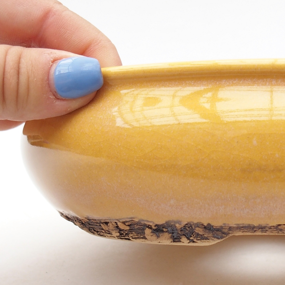 Ceramic bonsai bowl 18 x 18 x 5 cm, color yellow