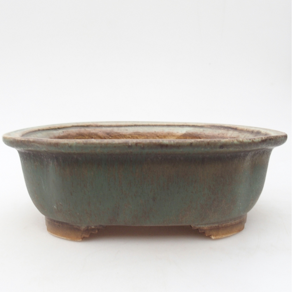 Ceramic bonsai bowl 20 x 16,5 x 7 cm, green