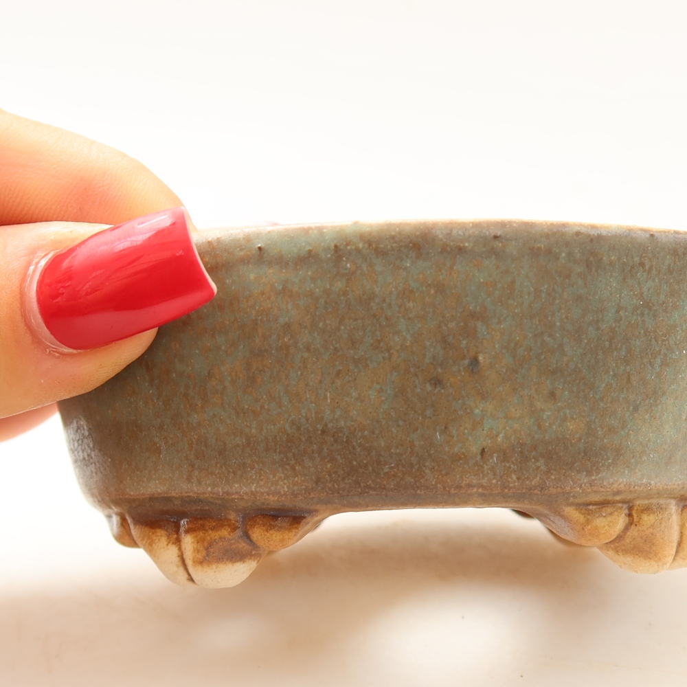 Ceramic bonsai pot, 9.5 x 8 x 4 cm, green