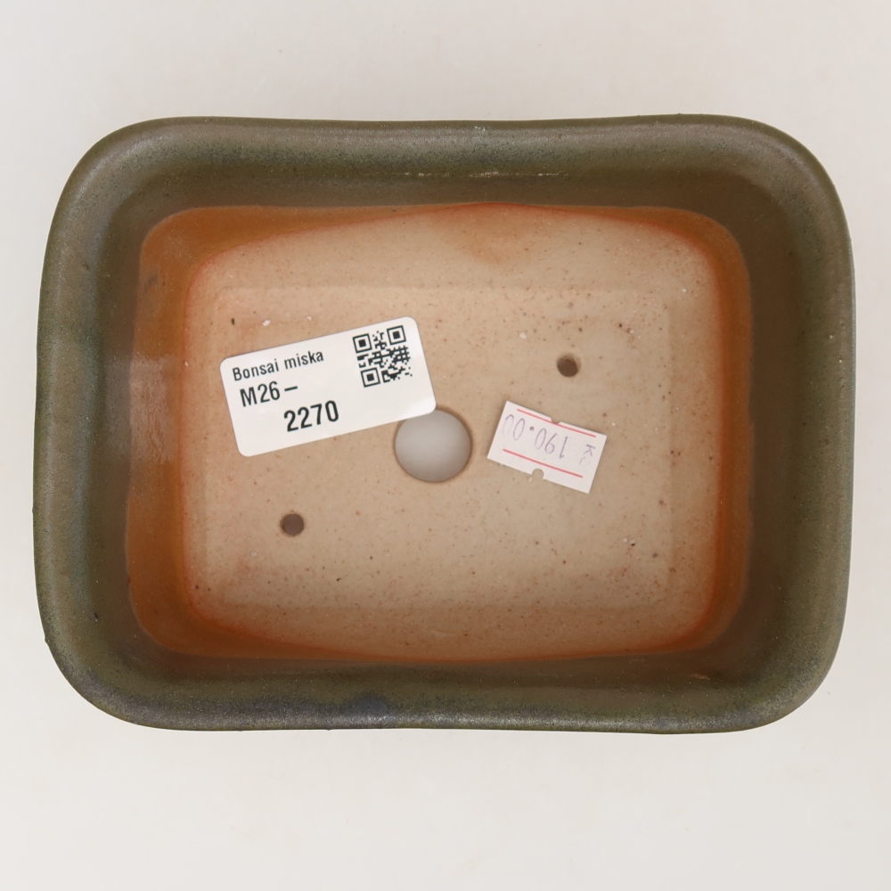 Ceramic bonsai bowl 13,5 x 10,5 x 6 cm, green