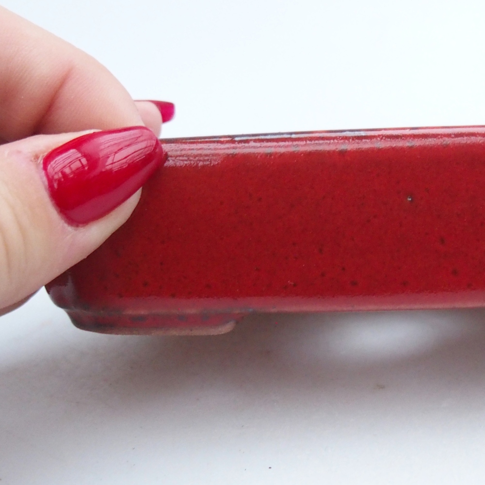 Ceramic bonsai bowl 12 x 9 x 3 cm, colour red