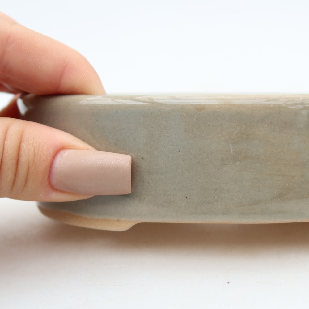 Ceramic bonsai pot, 13 x 10 x 3.5 cm, gray
