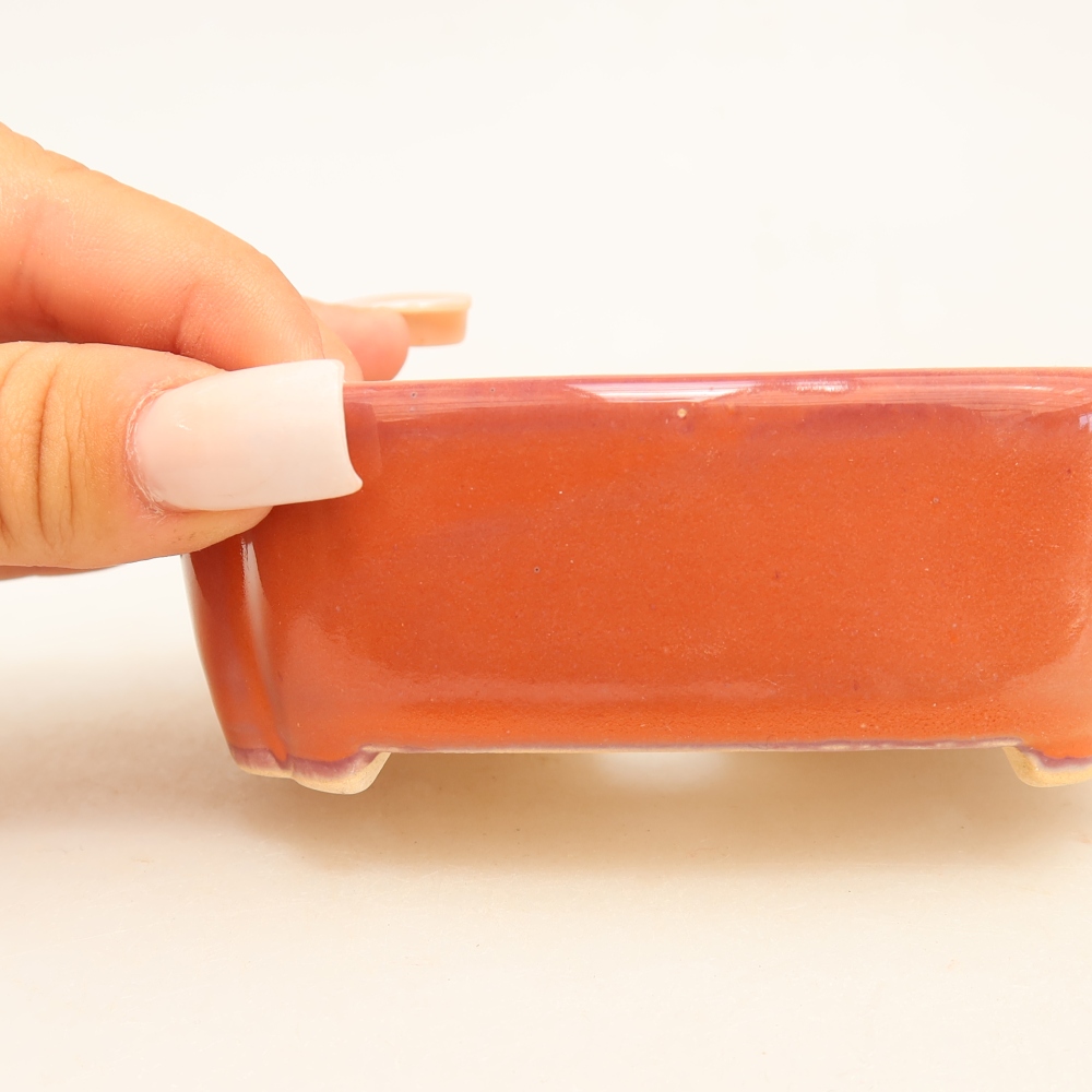 Ceramic bonsai pot, 10.5 x 8 x 4 cm, orange