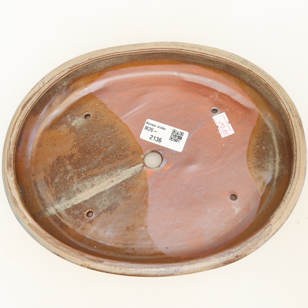Ceramic bonsai bowl 24,5 x 20 x 4 cm, brown