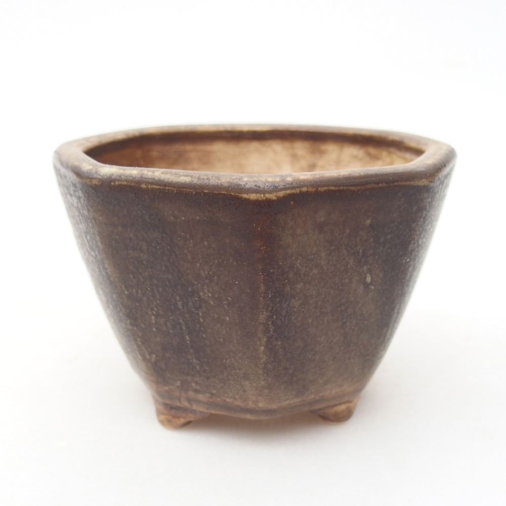 Ceramic bonsai bowl 8,5 x 8,5 x 6 cm, color brown