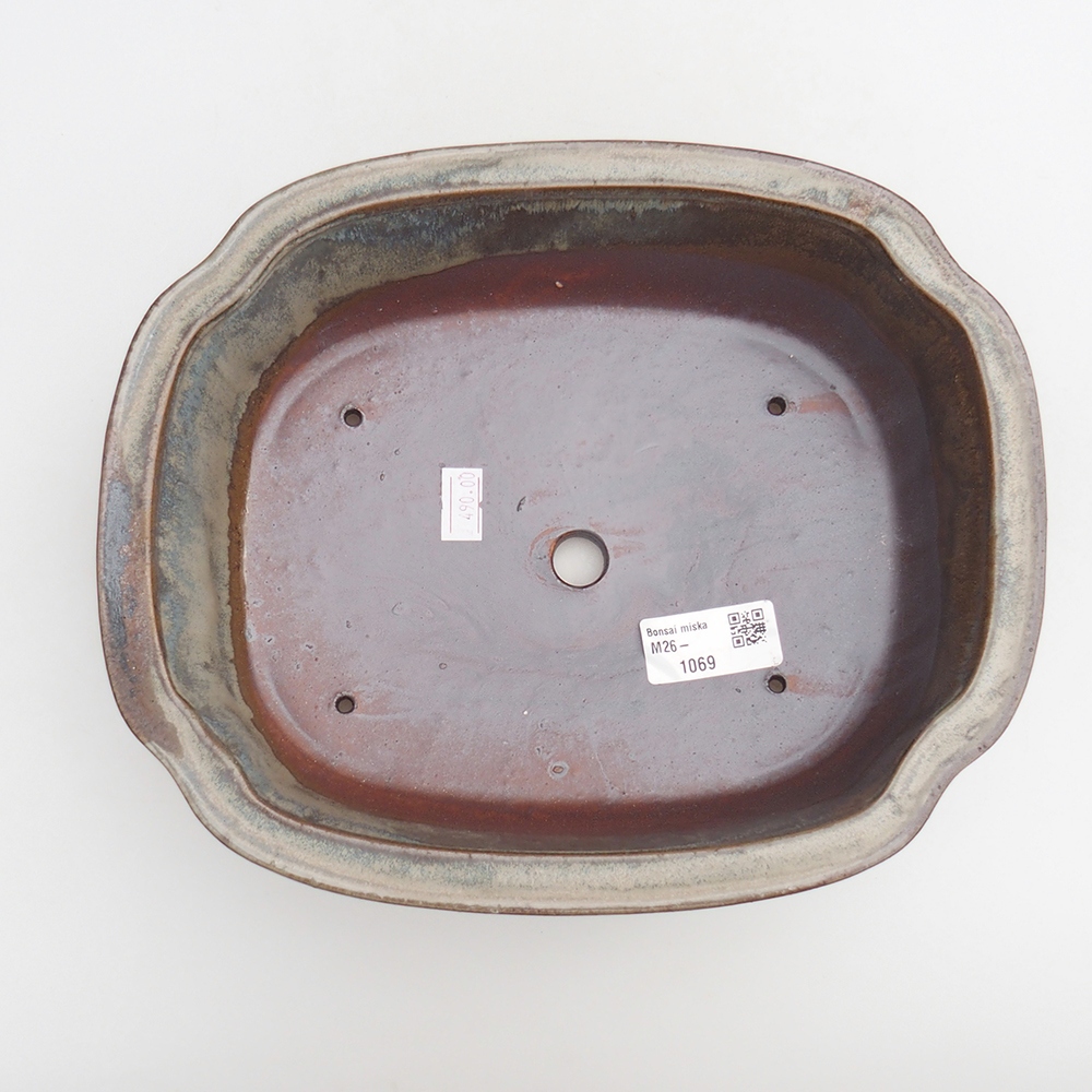 Ceramic bonsai bowl 24 x 19,5 x 7 cm, brown