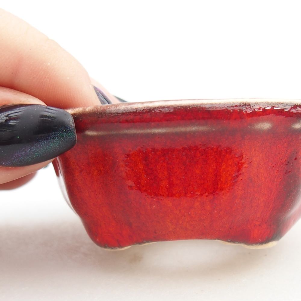 Mini bonsai bowl 6,5 x 6,5 x 3 cm, colour red