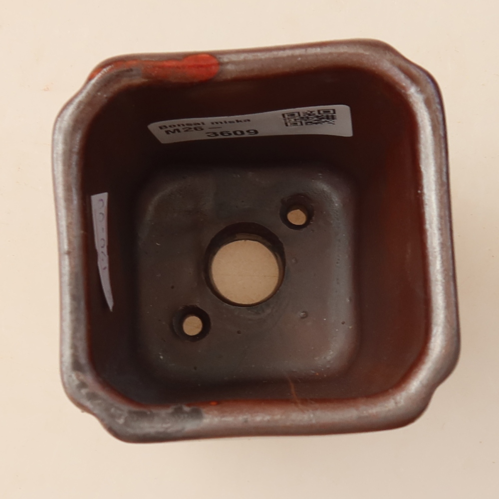 Ceramic bonsai pot, 7 x 7 x 8.5 cm, metallic color