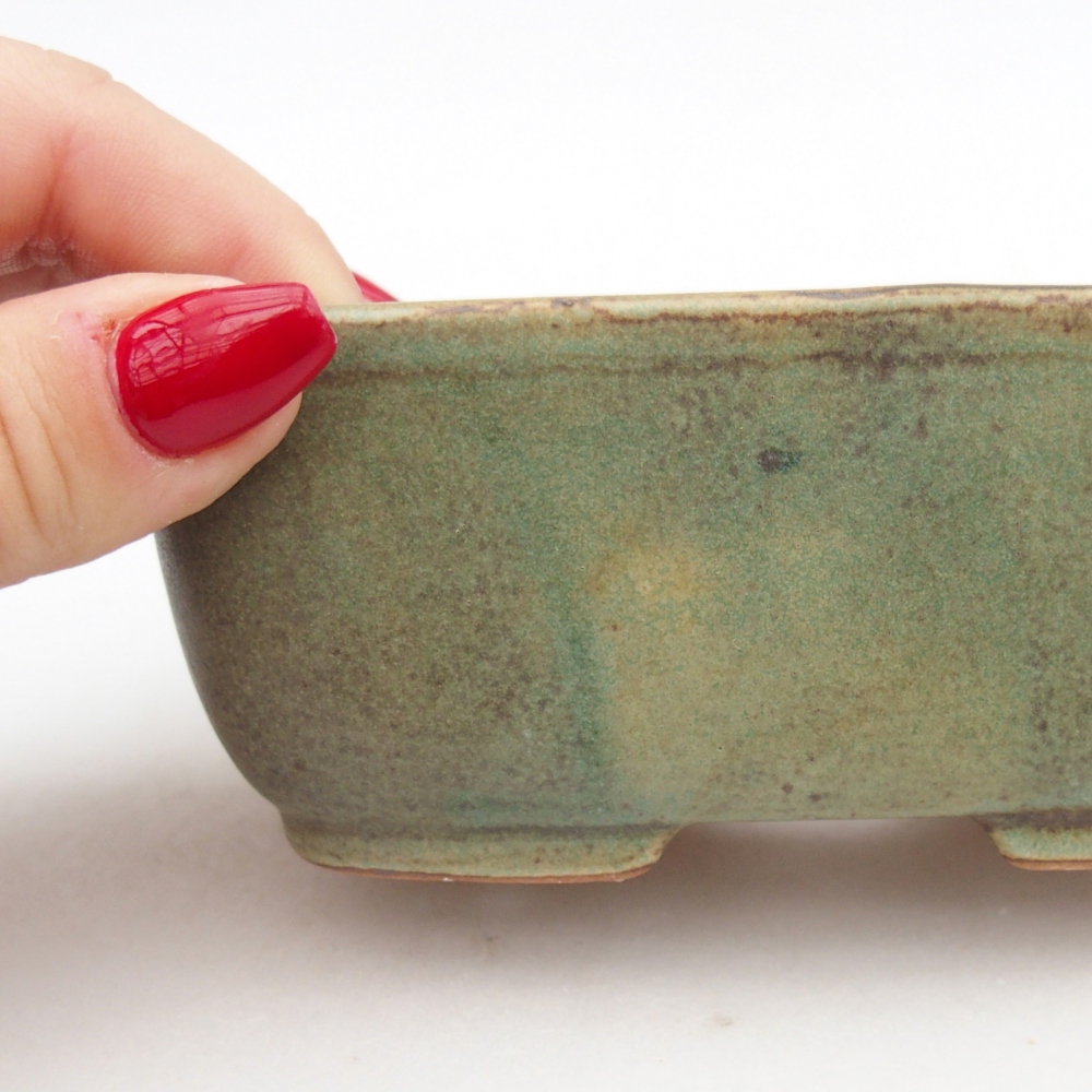 Ceramic bonsai bowl 12,5 x 10 x 5 cm, green