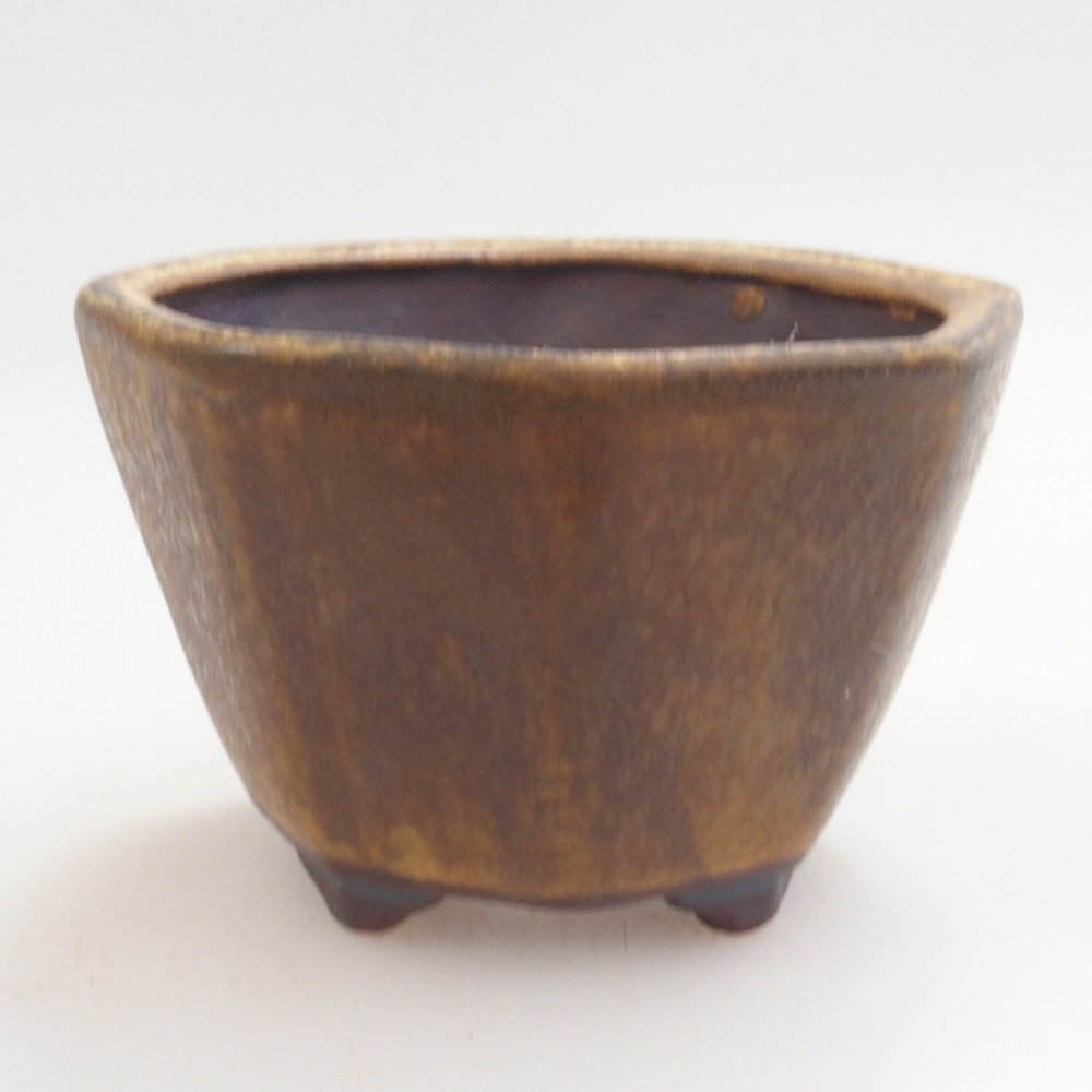 Ceramic bonsai bowl 9 x 7,5 x 3,5 cm, color brown