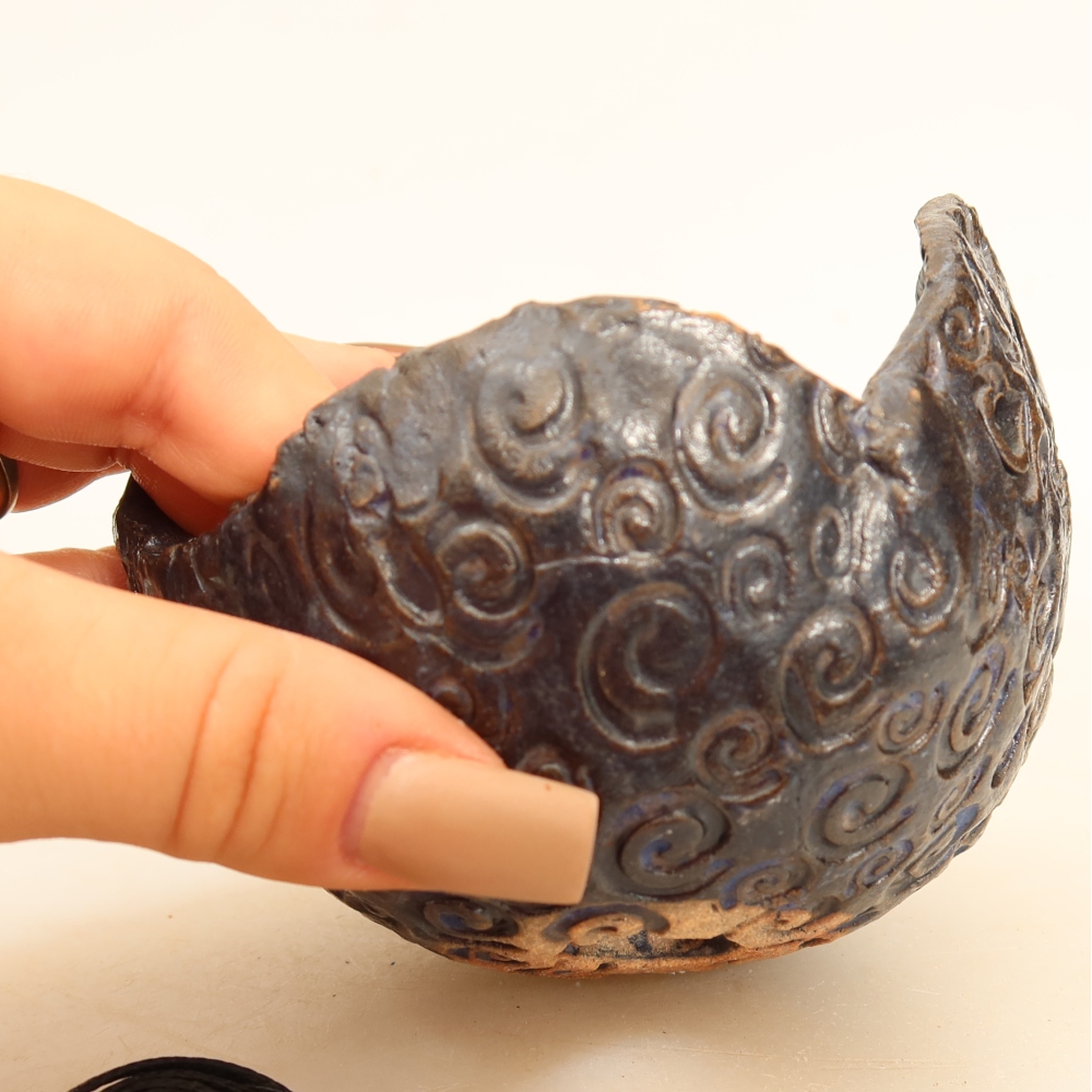 Ceramic Kokedama Pot, 10 x 9 x 8 cm, Blue