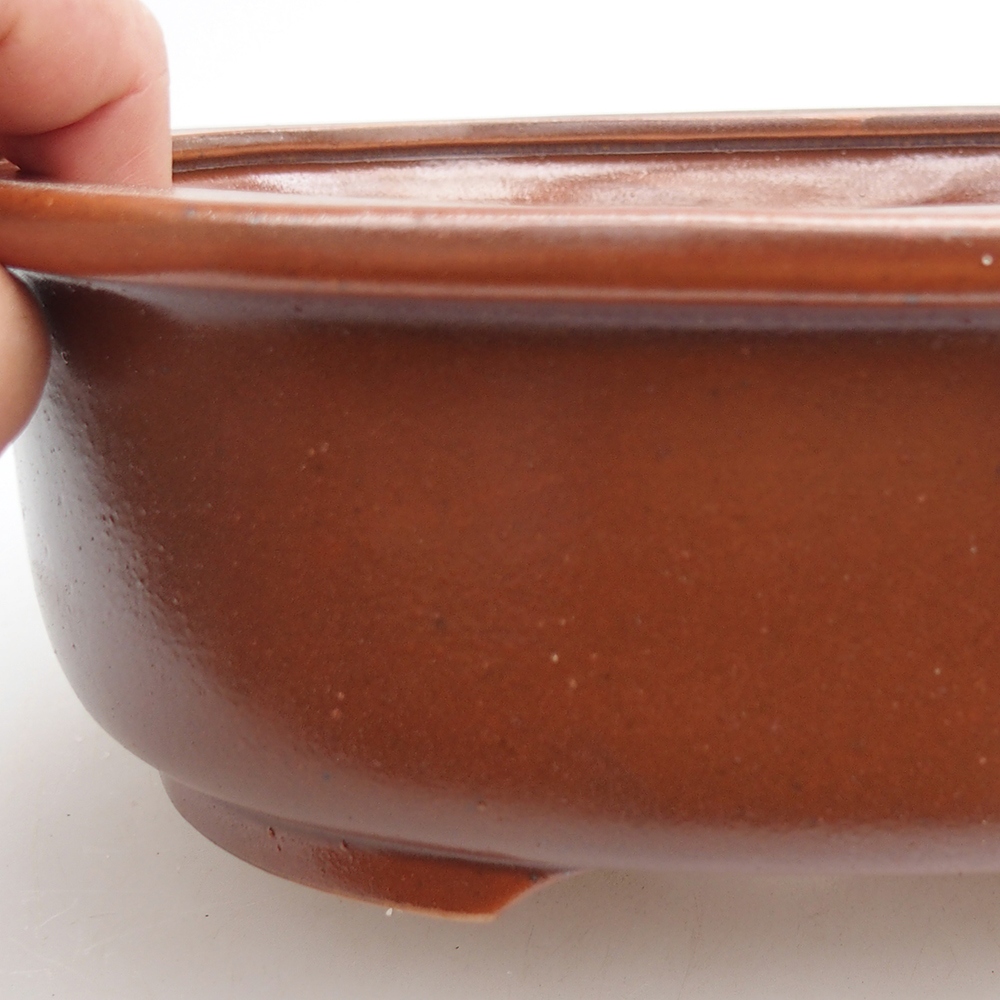 Ceramic bonsai bowl 23 x 19 x 7 cm, brown