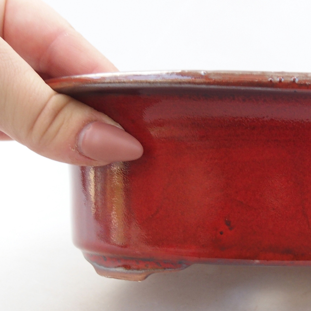 Ceramic bonsai bowl 19,5 x 15,5 x 6,5 cm, colour red