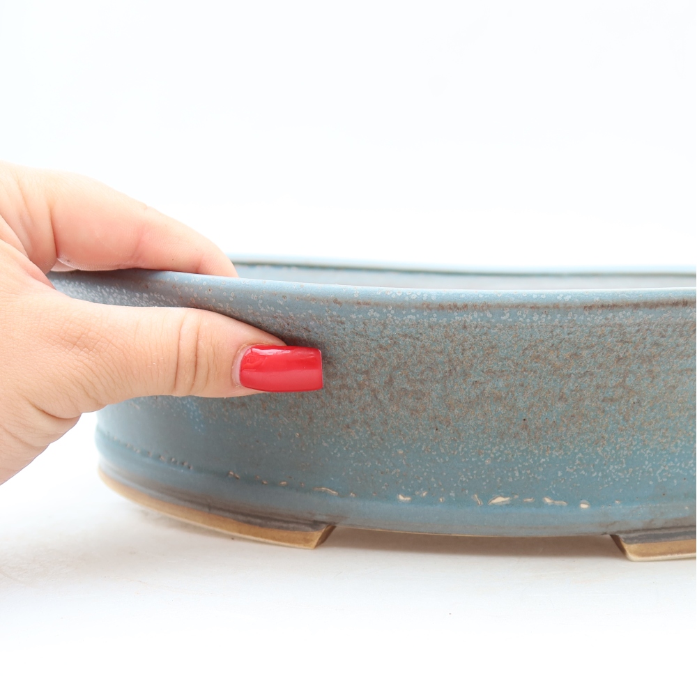 Ceramic bonsai bowl 26,5 x 24 x 5,5 cm, colour blue